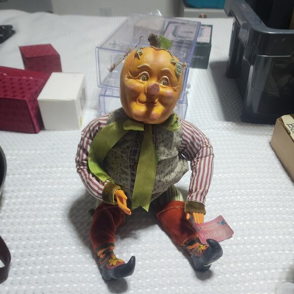VINTAGE RARE WINWARD PUMPKIN HEAD FALL SHELF SITTER WHIMSY